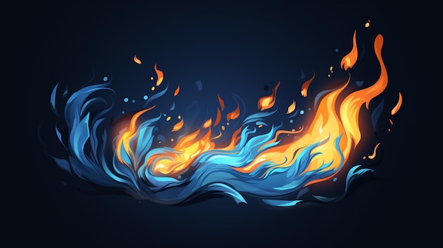 a drawing of a fire with flames on it