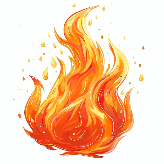 a drawing of a fire with orange and red flames