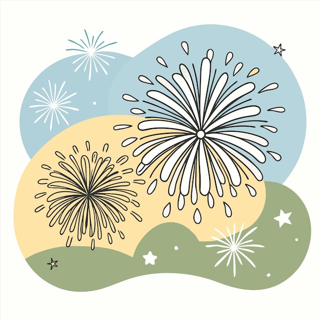 a drawing of fireworks and the sky with the words quot fireworks quot