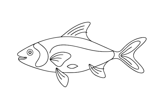 Vector drawing fish line art vector illustration