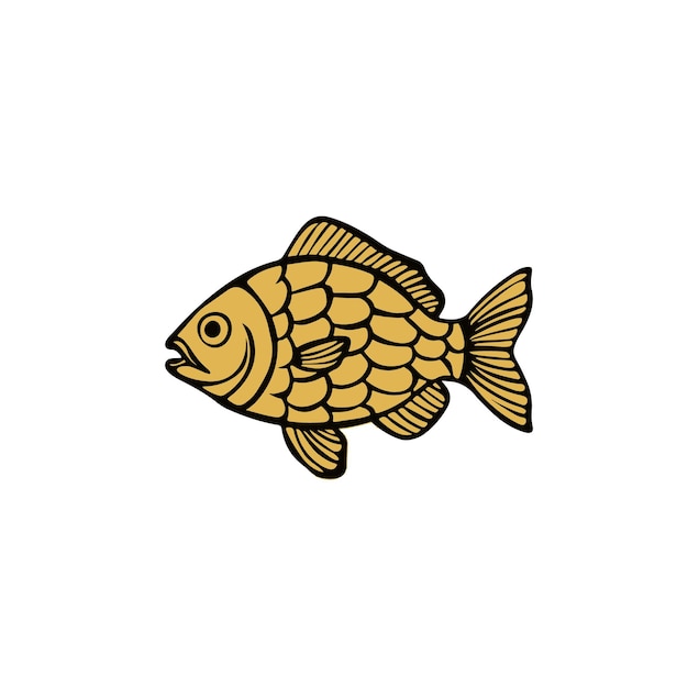 a drawing of a fish that has a gold line on it