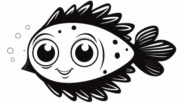 a drawing of a fish with big eyes and eyes