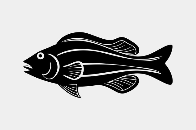 Vector a drawing of a fish with a black line on the bottom