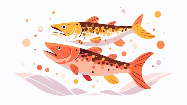 a drawing of a fish with brown spots and brown spots