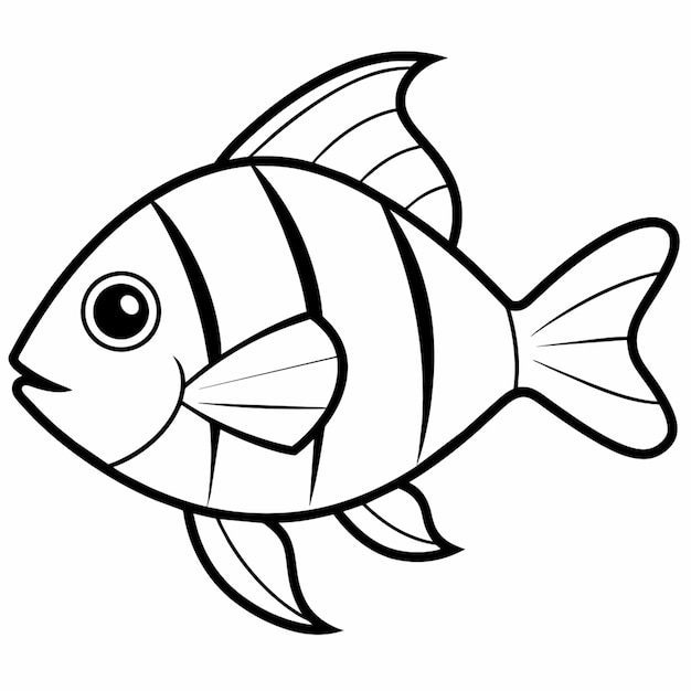 Vector a drawing of a fish with a line on it