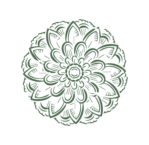 a drawing of a flower that has a green design on it