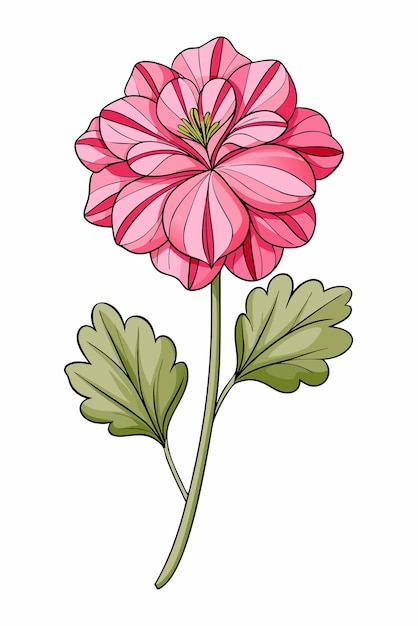 a drawing of a flower with green leaves and a green leaf