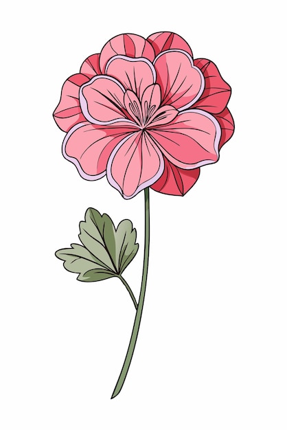 a drawing of a flower with the green leaves