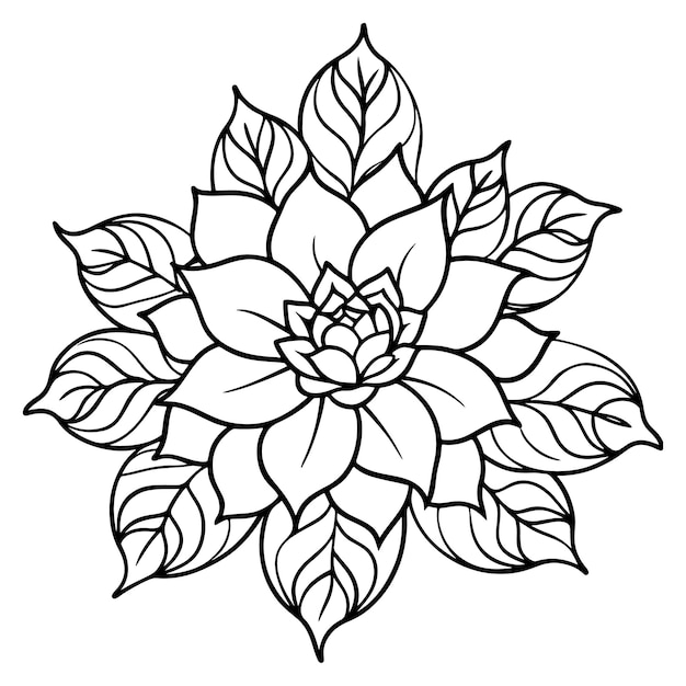 a drawing of a flower with leaves and flowers on it