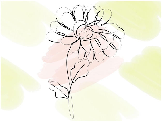 a drawing of a flower with a pink background