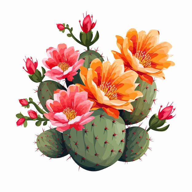 a drawing of flowers and cactus with the words  flowers  on the bottom