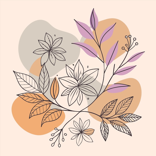 Vector a drawing of flowers and leaves with the words quot spring quot on the top