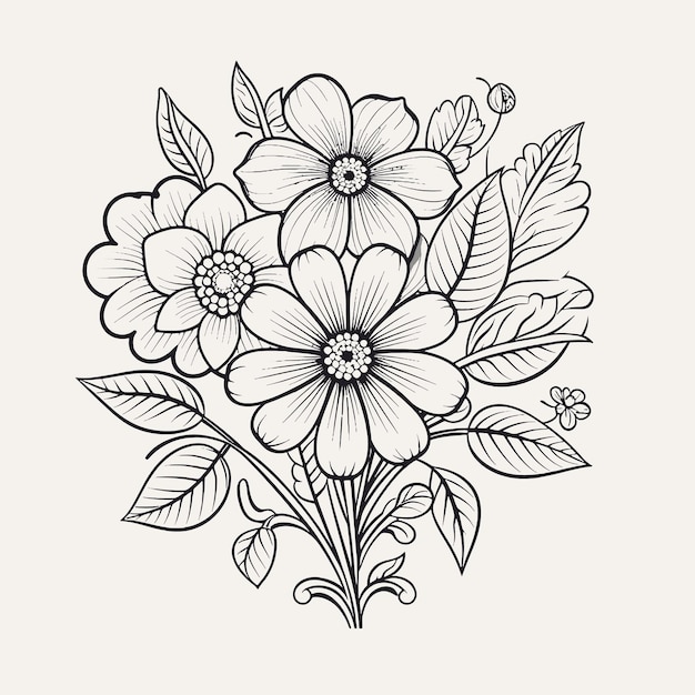 Vector a drawing of flowers that are drawn in black and white