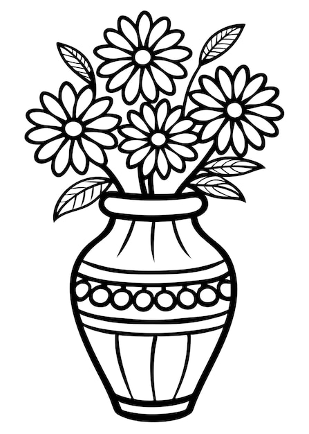 Vector a drawing of flowers in a vase that says  daisies