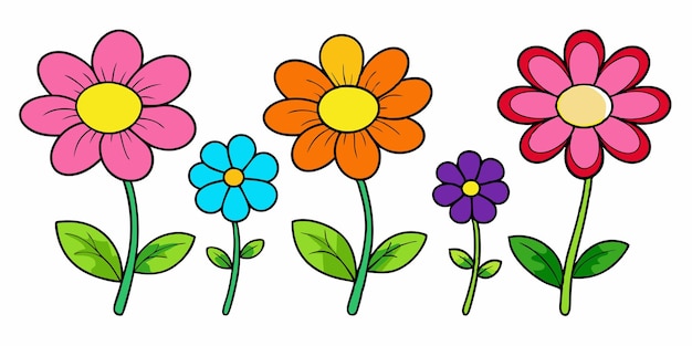 Vector a drawing of flowers with different colors and colors