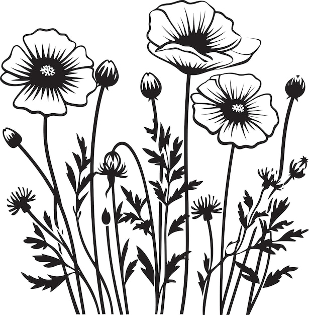 a drawing of flowers with the words  poppies  on it