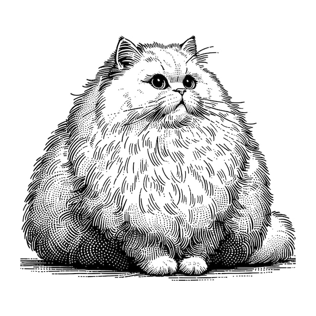 a drawing of a fluffy cat with a big fluffy tail