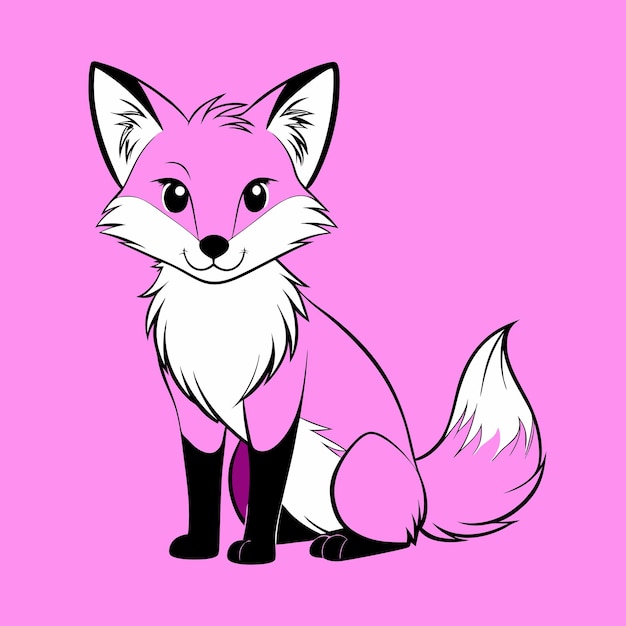 a drawing of a fox color vector illustration