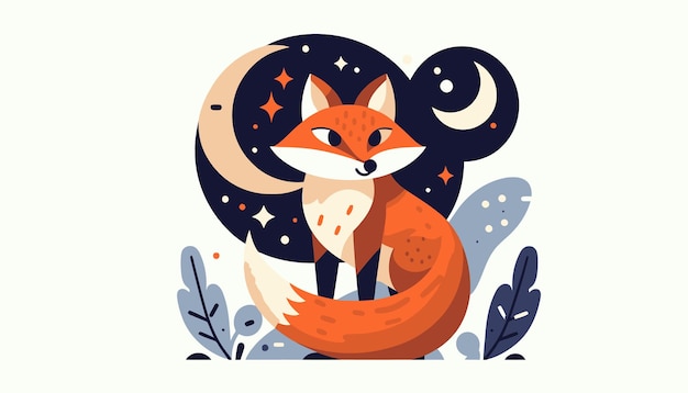 a drawing of a fox with a heart in the background