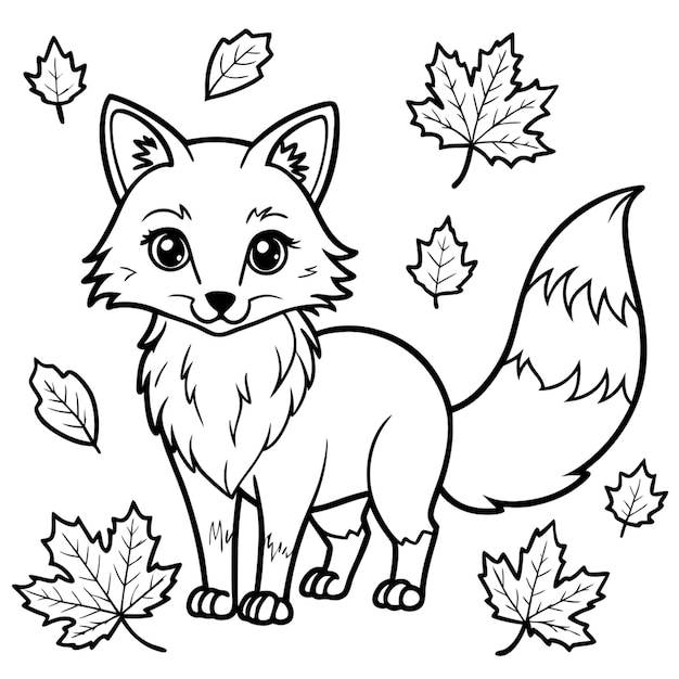 Vector a drawing of a fox with leaves on it