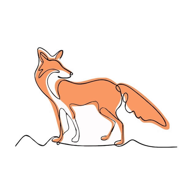 a drawing of a fox with a line on it