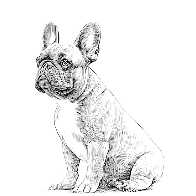 Vector a drawing of a french bulldog with a black and white face.