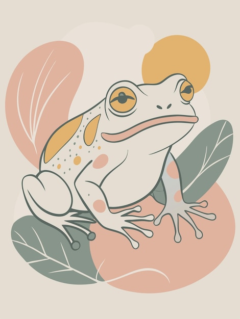 Vector a drawing of a frog with a pink background with a pink heart in the middle