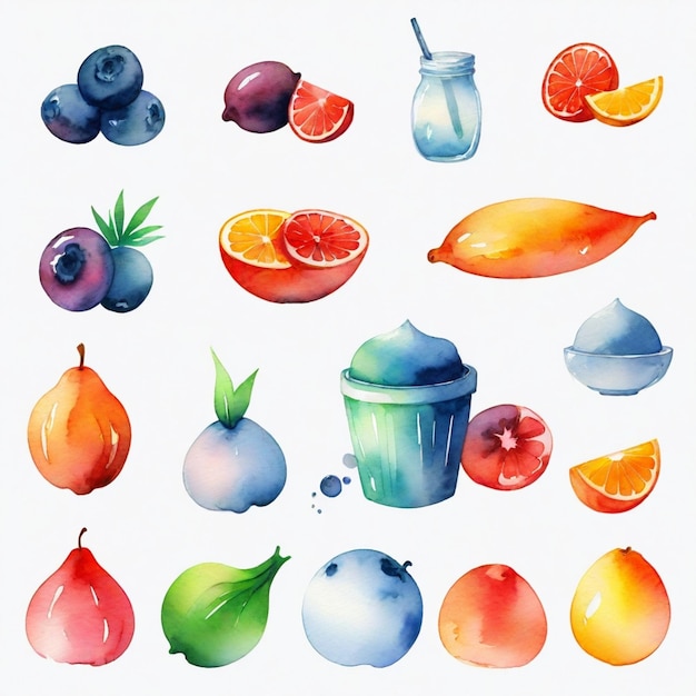 Vector a drawing of fruit and a jug of juice