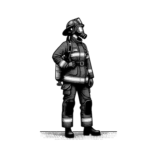 Vector a drawing of a gas mask and a firemans helmet