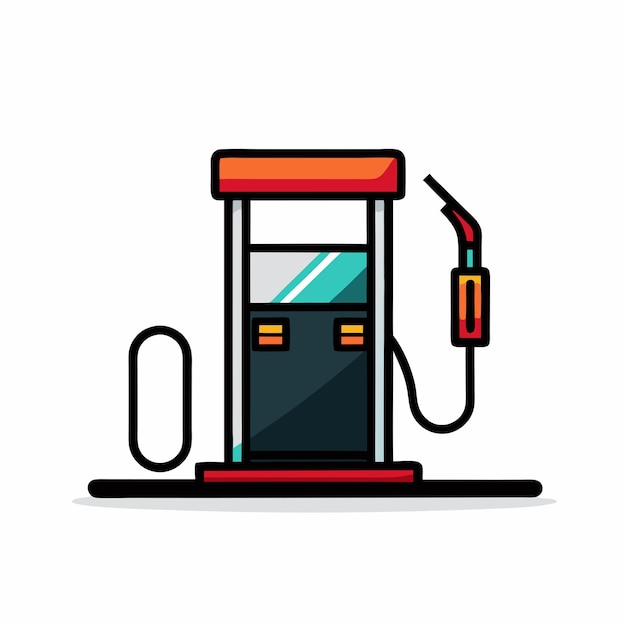 a drawing of a gas pump with a red top and a blue and orange top