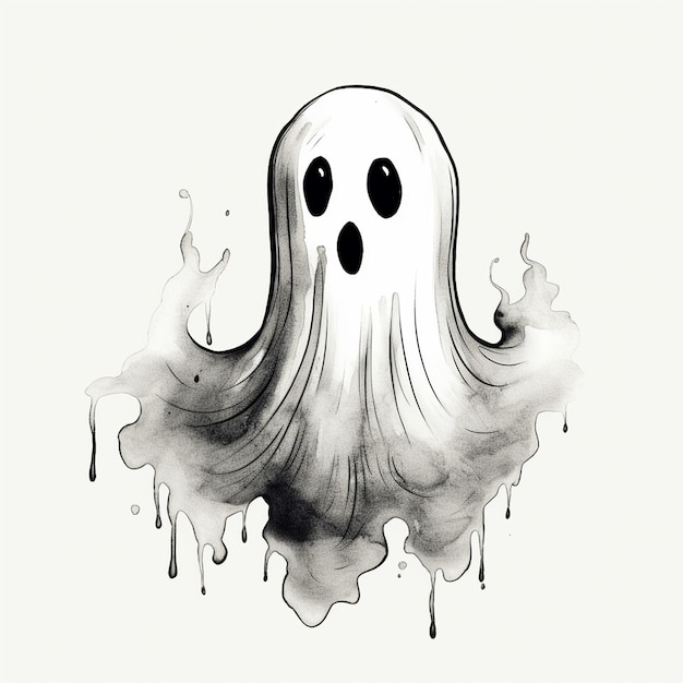 Vector a drawing of a ghost with a black background that says ghost