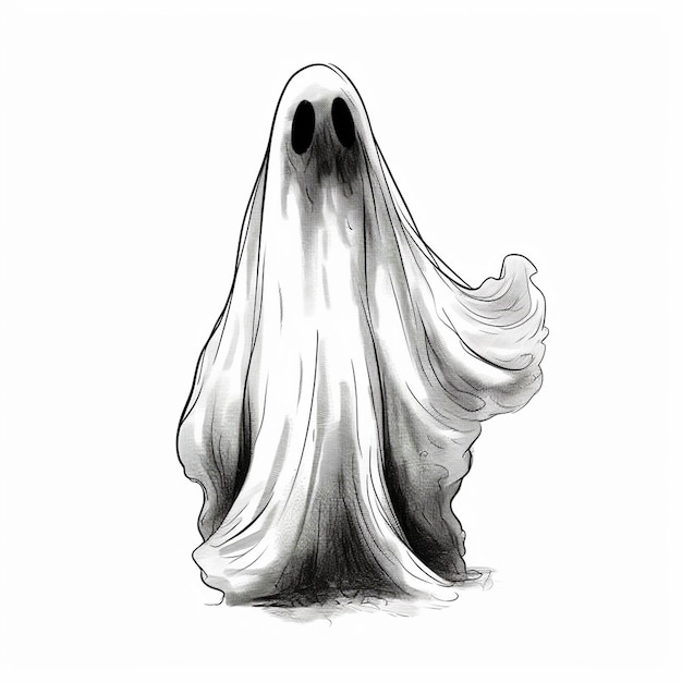 Vector a drawing of a ghost with a black dot on it