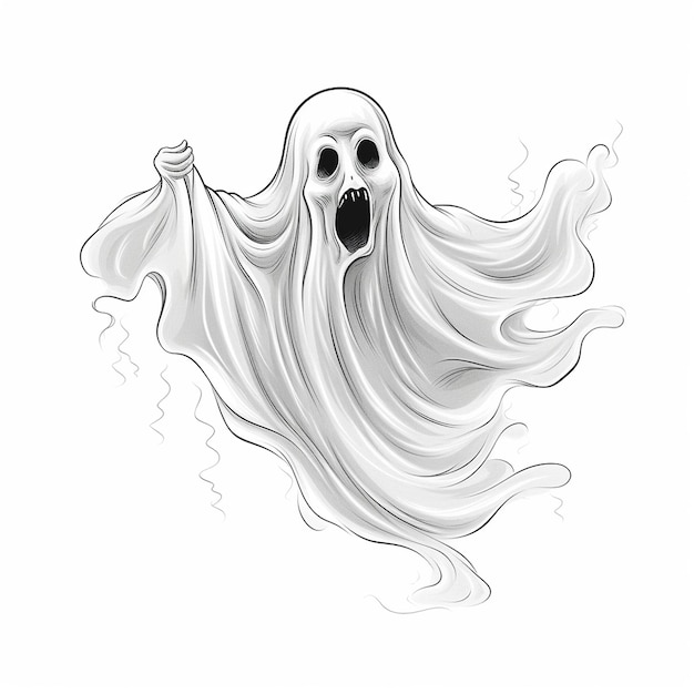 a drawing of a ghost with a creepy face drawn on it