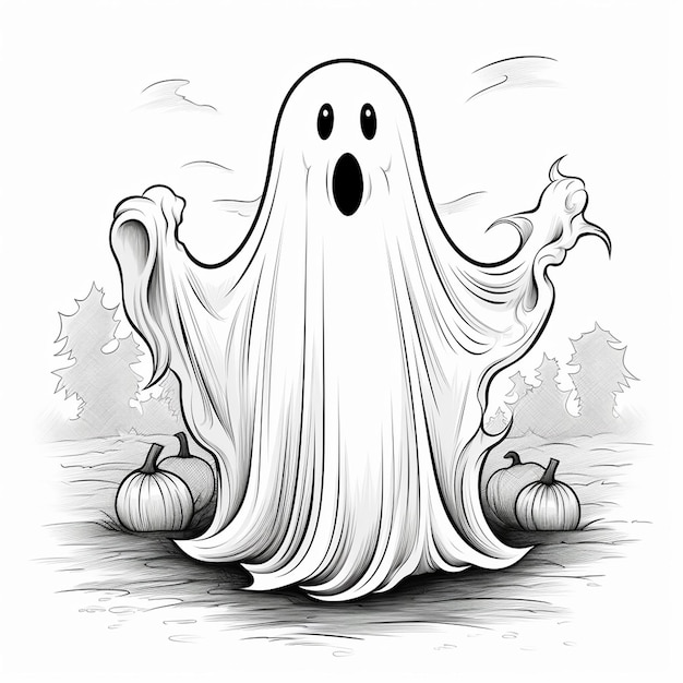 a drawing of a ghost with a face drawn on it