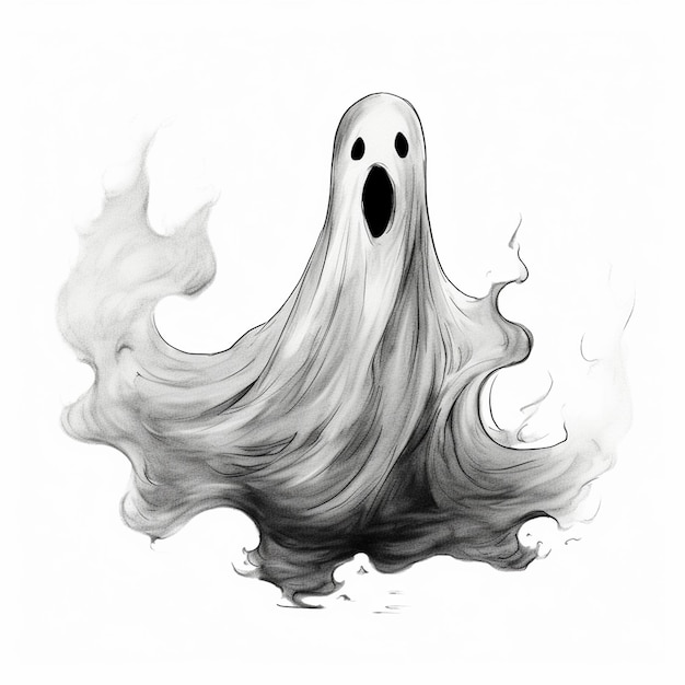 a drawing of a ghost with a scary face drawn on it