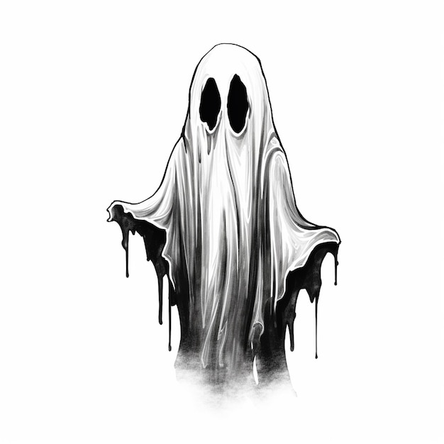 Vector a drawing of a ghost with a white background that says ghost