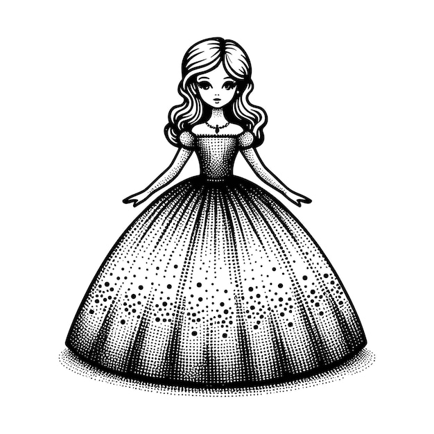 a drawing of a girl in a dress with the words  the word  on it