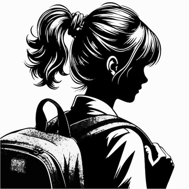 Vector a drawing of a girl with a backpack that says  the word  on it