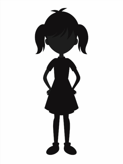 a drawing of a girl with a black silhouette on the back