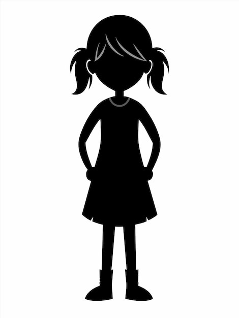 a drawing of a girl with a black silhouette on it