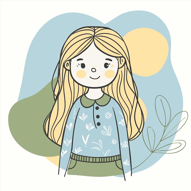 a drawing of a girl with long blonde hair