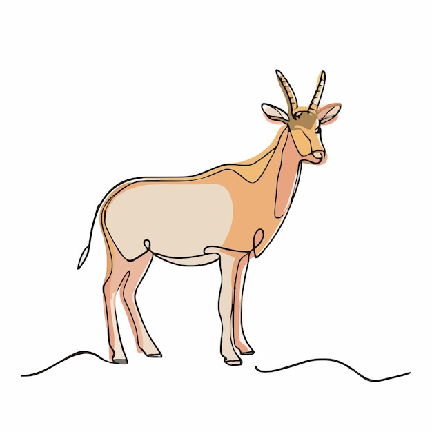 a drawing of a goat with a brown face and horns