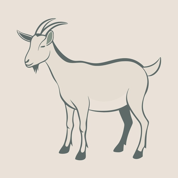 Vector a drawing of a goat with a white face and a brown background