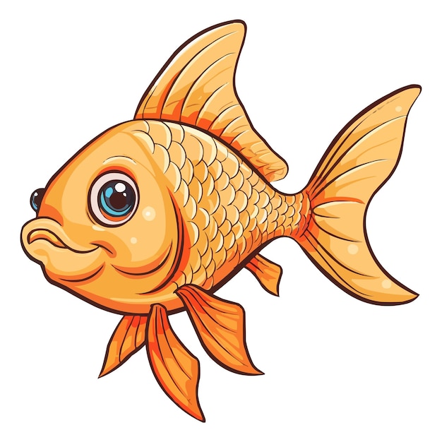 Vector a drawing of a gold fish with a orange beak