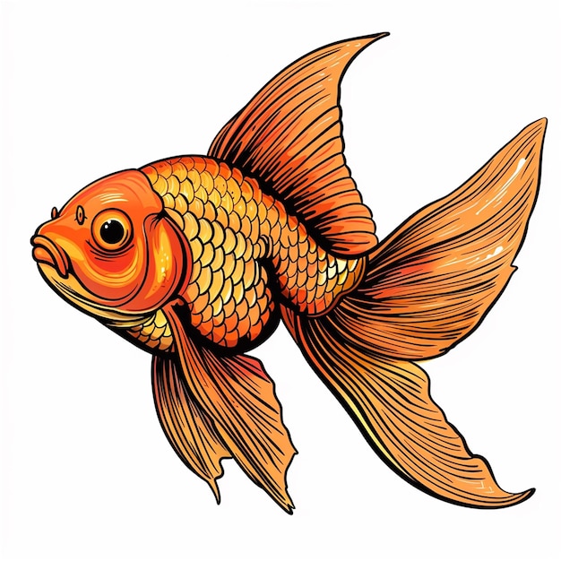 Vector a drawing of a gold fish with the word gold on it