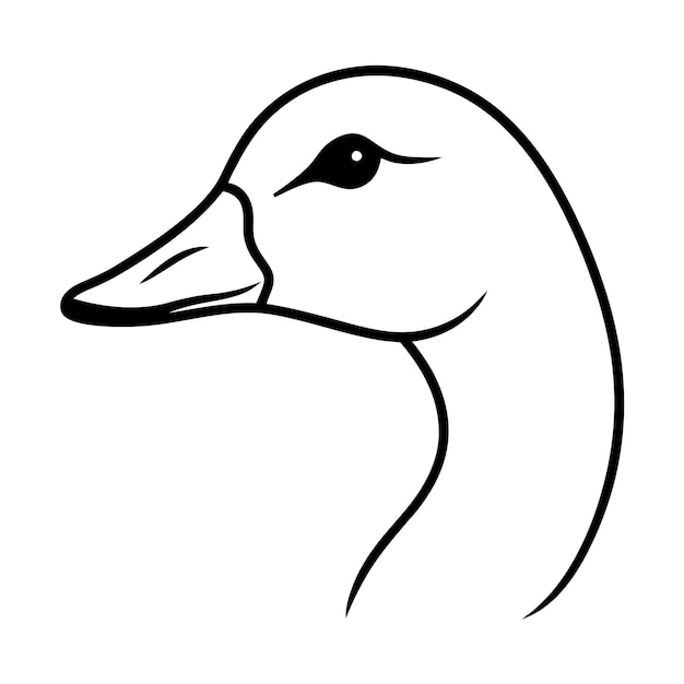 a drawing of a goose with a black and white background