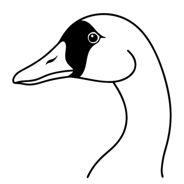 a drawing of a goose with a black and white background