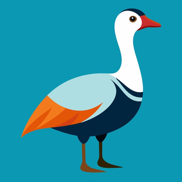 Vector a drawing of a goose with a blue background with a white stripe on the bottom