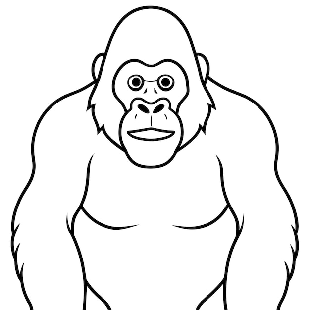 Vector a drawing of a gorilla that is black and white