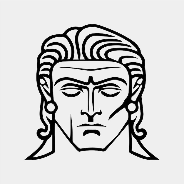 A drawing of a Greek man's face with a haircut